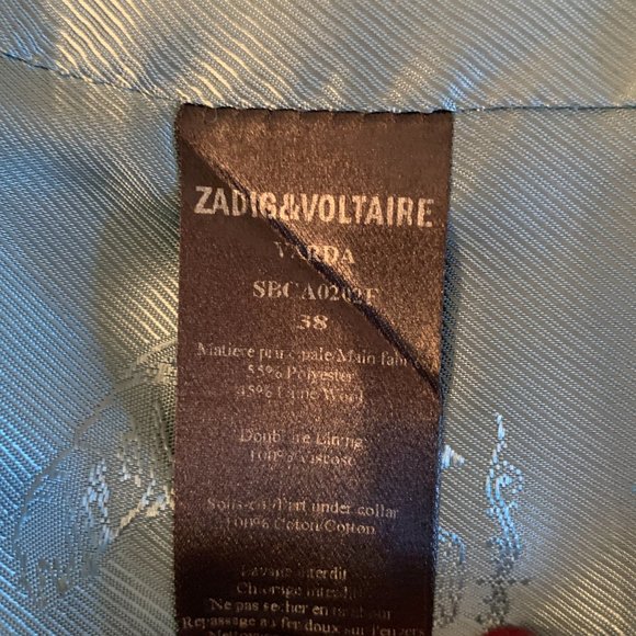 Zadig & Voltaire blue notch collar blazer with black bib inset - Picture 5 of 5